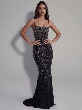 Lumina Sparkling Maxi Dress with Square Neckline